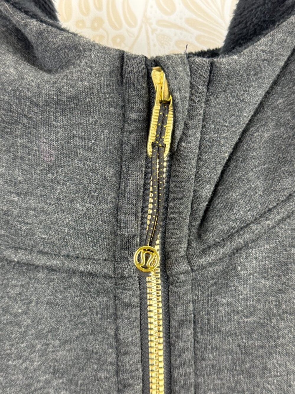 Lululemon Scuba Heathered Black Plush Oversized Half-Zip Hoodie - Size - XL/XXL - Picture 6 of 10
